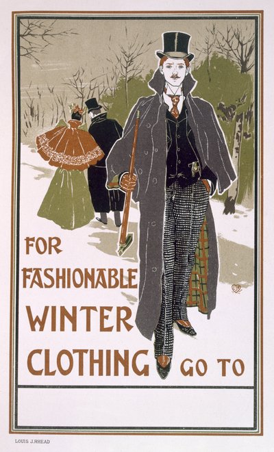 Draft Poster Design for a Winter Clothing Company by Louis John Rhead